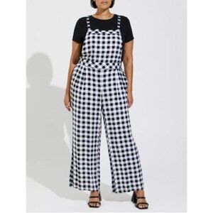 Torrid Black and White Checkered Wide Leg Jumpsuit